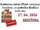 Oznámení - uzavření knihovny, pobočka Radčice dne 27. 4. 2026