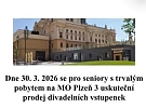 Prodej zvýhodněných divadelních vstupenek pro seniory na duben 2026