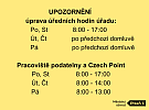 Upozornění: Úprava úředních hodin úřadu